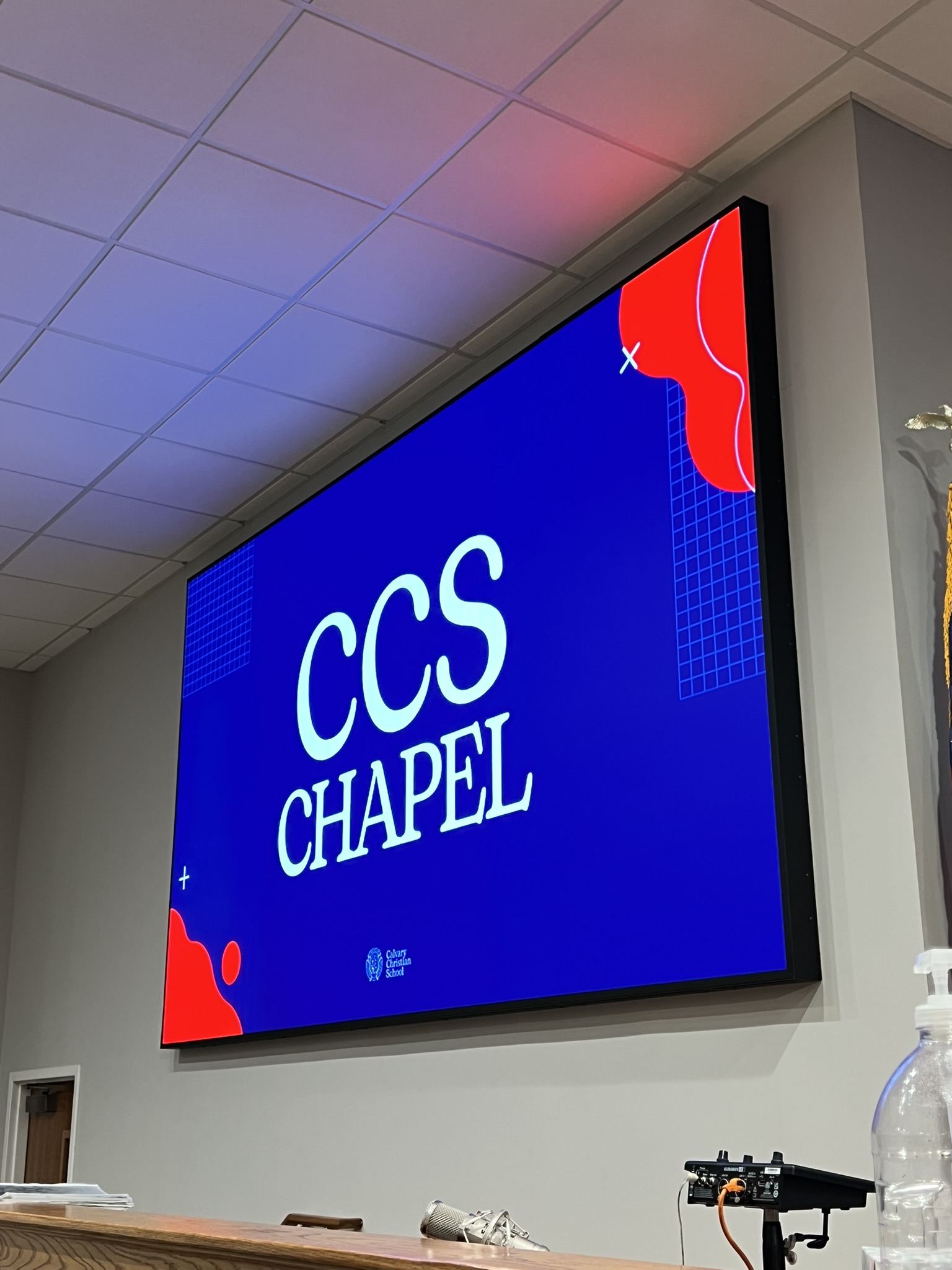 Calvary Baptist Church CCS Chapel LED display closeup - CIAVL