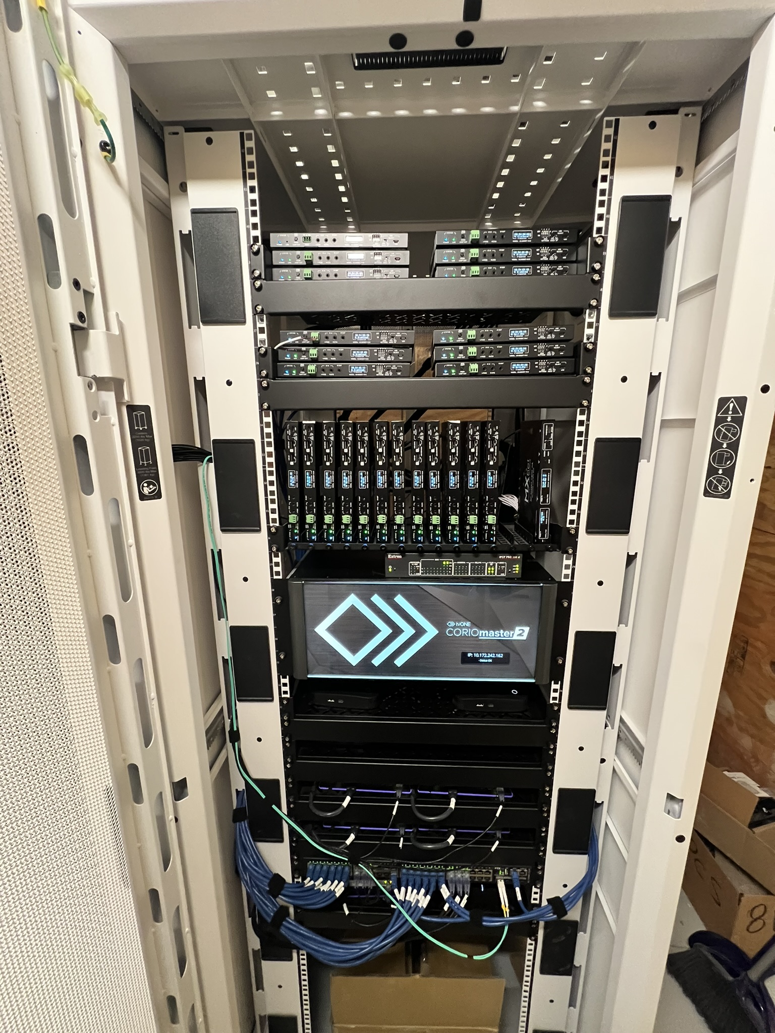 La-Z-Boy showroom equipment rack with TVOne CorioMaster2 processor and MXNET AV-over-IP endpoints - CIAVL